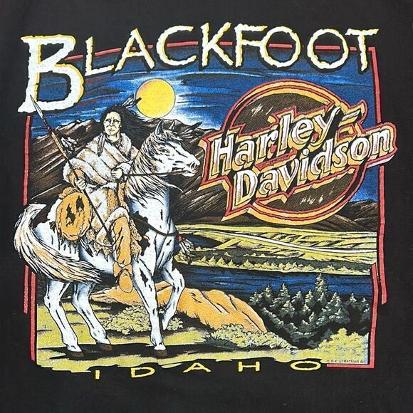 Vintage HARLEY DAVIDSON Blackfoot Idaho T shirt size large tee BEEFY T stratman - Picture 7 of 9
